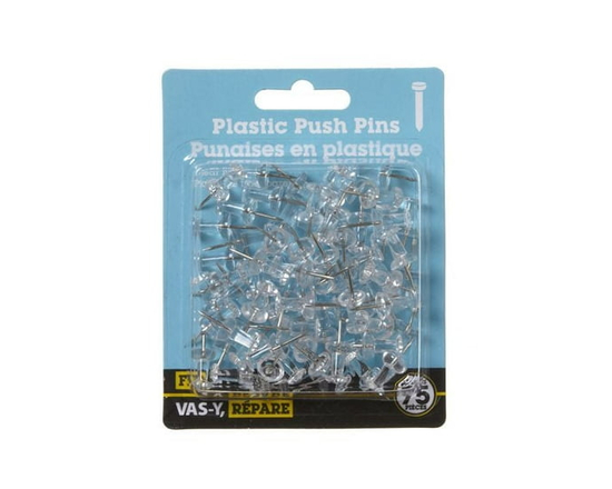 Clear Plastic Push Pins 75 Pieces - 75 Pieces