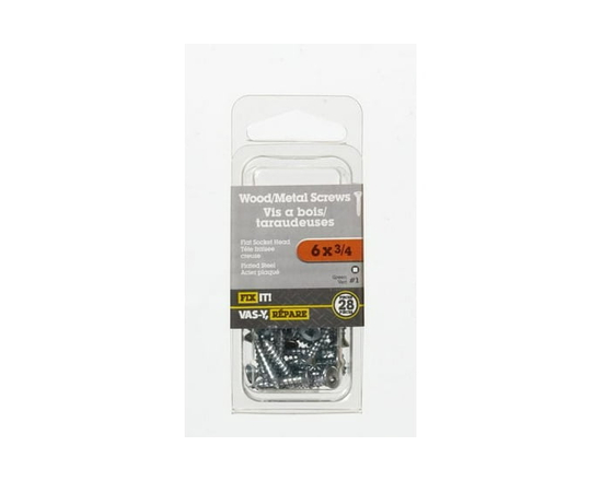 6x3/4" Flat Head Wood Screw 28 Pieces - 6x3/4"