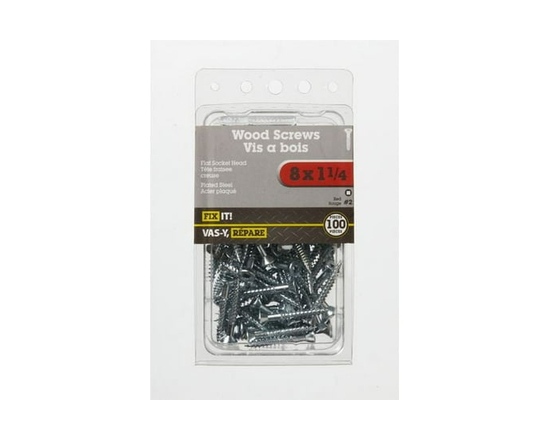 8x1-1/4" Flat Head Wood Screw 100 Pieces - 8x1-1/4"