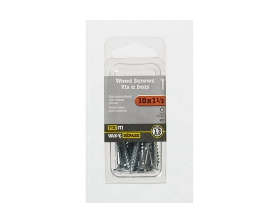10x1-1/2" Flat Head Wood Screw 13 Pieces - 1-1/2"