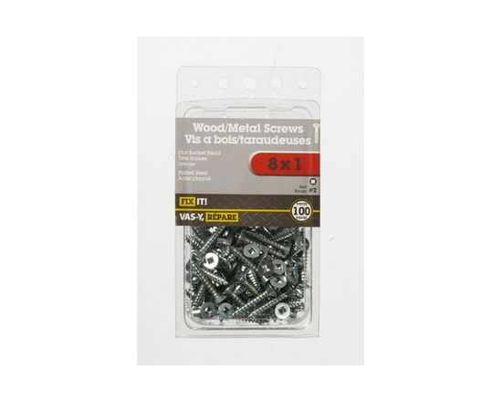 8x1" Flat Head Wood Screw 100 Pieces - 8" x 1"