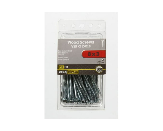 8x3" Flat Head Wood Screw 100 Pieces