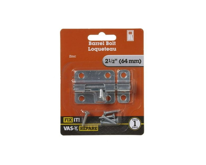 2-1/2" Zinc Barrel Bolt 1 Piece - 2-1/2"