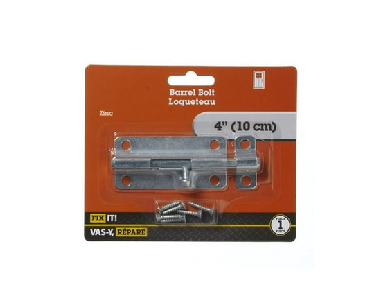 4" Zinc Barrel Bolt 1 Piece - 4"
