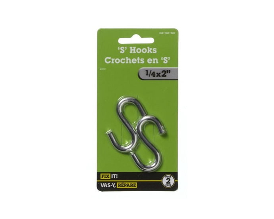1/4x2" S Hook 2 Pieces - 1/4x2"