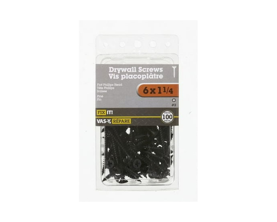6x1-1/4" Fine Thread Drywall Screws 100 Pieces - 6x1-1/4"