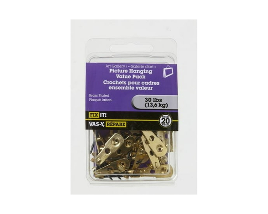 Brass Plated Picture Hanging Value Pack 20 Pieces