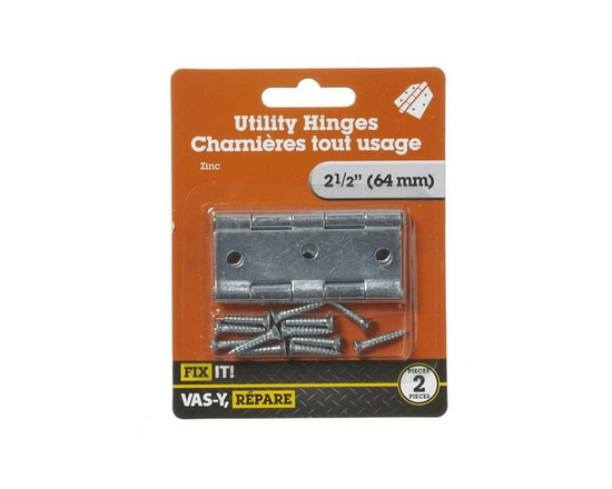 2-1/2" Zinc Utility Hinge 2 Pieces - 2-1/2"