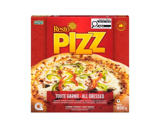 Pizza garnie surgelée Resto PIZZ 800g (Contient : Soya, Blé, Lait) - 800g
