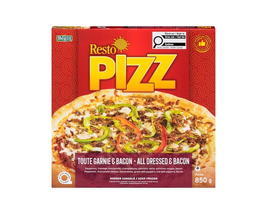 Pizza garnie bacon surgelée Resto PIZZ 850g (Contient : Soya, Blé, Lait) - 850g