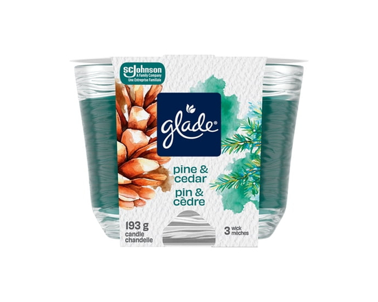 Glade® Scented 3-Wick Candle Air Freshener, Pine & Cedar - 193g