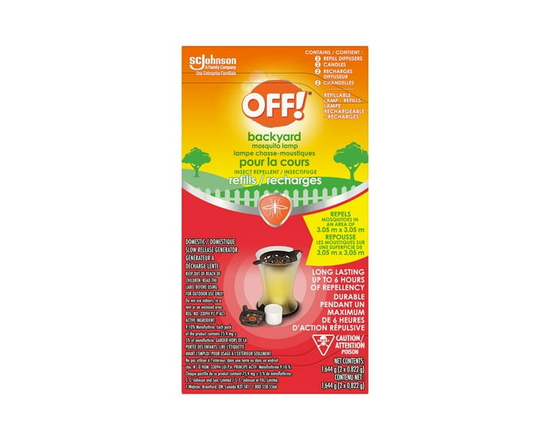 OFF! Backyard Insect and Mosquito Repellent Lamp Refills, Ideal for Camping and Outdoors, Up to 6 Hours of Protection, Canadian Print, 2 Diffuser