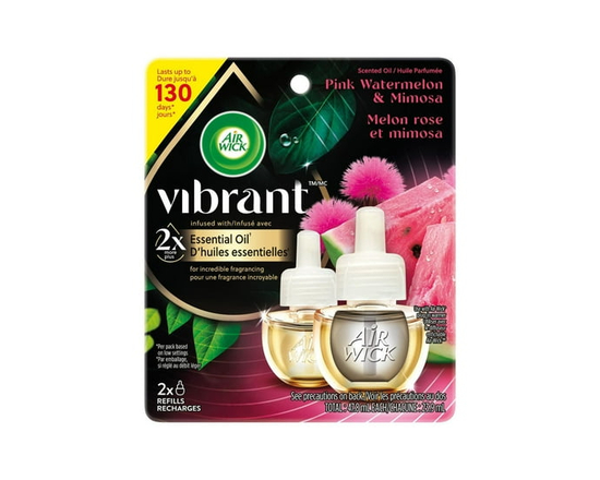 AIR WICK® HUILE PARFUMÉE - Recharge - Vibrant™ Pastèque rose et mimosa - 50ml