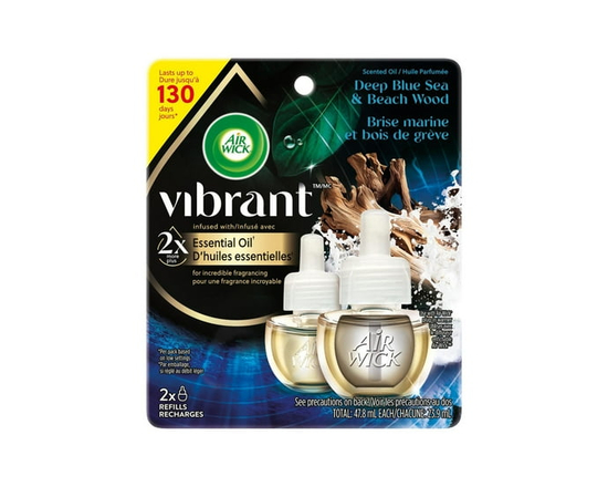 AIR WICK® HUILE PARFUMÉE - Recharge - 0+2 Vibrant™ Bois de mer et de plage bleu foncé - 50ml