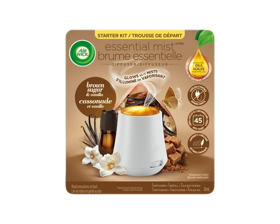 Air Wick Essential Mist Fragrance Oil Diffuser, Vanilla and Pink Papaya, 1 Diffuser+1 Refill, Air Freshener