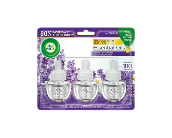 Air Wick Désodorisant à Brancher, Recharges d'Huile Parfumée, Lavande et Camomille, 3 Recharges - 3