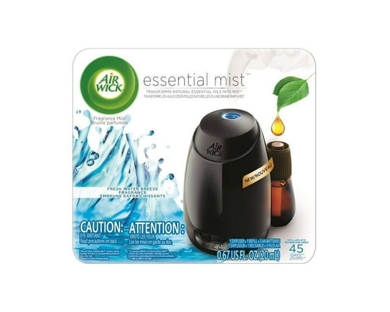 Air Wick Essential Mist Fragrance Oil Diffuser Kit, Fresh Water Breeze, 1 Diffuser + 1 Refill