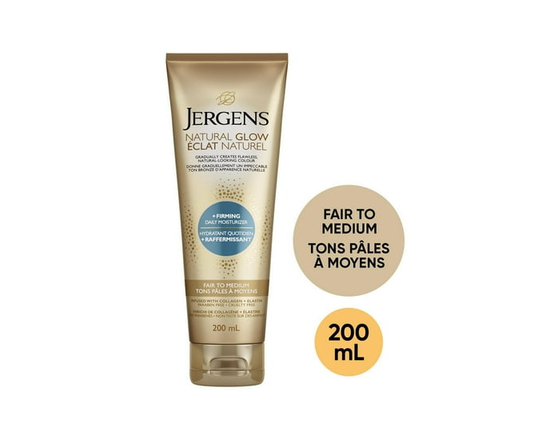 Jergens Natural Glow +Firming Daily Moisturizer & Gradual Sunless Self Tanning Body Lotion for Dry Skin, Fair to Medium Shade (200 mL) - 200ml