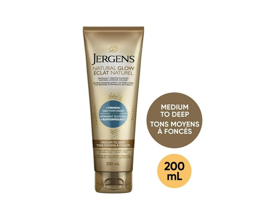Jergens Natural Glow +Firming Daily Moisturizer & Gradual Sunless Self Tanning Body Lotion for Dry Skin, Fair to Medium Shade (200 mL) - 200ml