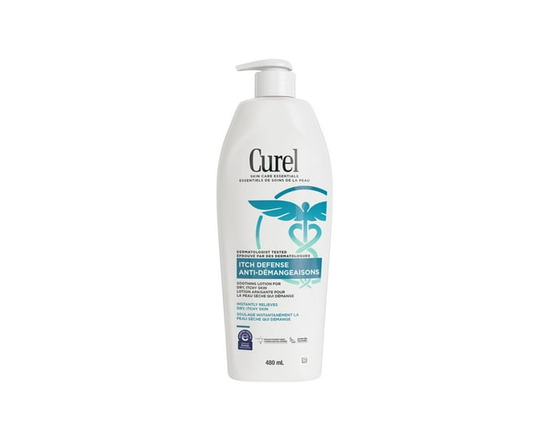 Curel® Itch Defense® Lotion sans parfum pour peau, sèche et irritée Anti-démangeaisons Thérapie céramidique évoluée, 480mL - Régulier