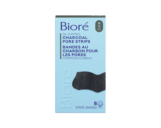 Bioré Deep Cleansing Charcoal Pore Strips for Instant Pore Unclogging and Blackhead Removal, 8ct (Made in Japan) - 8