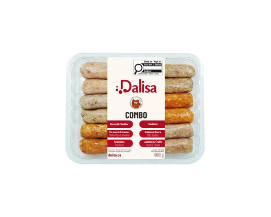 Dalisa Saucisses à dîner combo de 6 saveurs 900g, Paquet économique