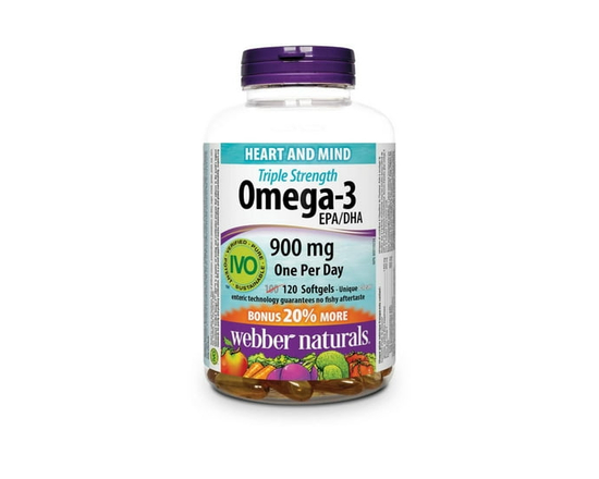 Webber Naturals Oméga-3, 900 mg AEP/ADH · Triple concentration - 120 Gélules