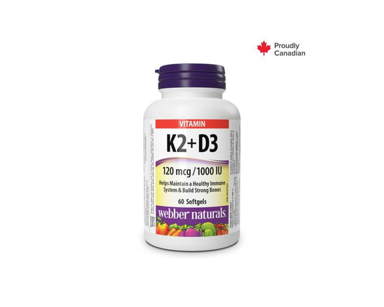 Webber Naturals Vitamin K2+D3 120 Mcg/1000 IU