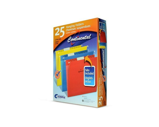 Continental Assorted Color Letter Size Hanging Folders