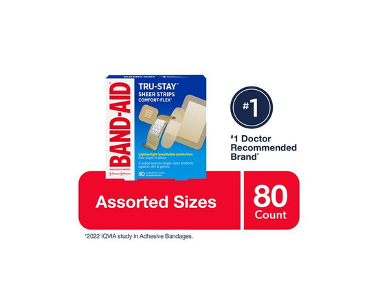Band-Aid Tru-Stay Sheer Strips Comfort-Flex Adhesive Bandages, Assorted Sizes - One Size