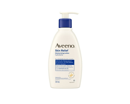 Aveeno Skin Relief Lotion Hydratante, Beurre de Karité, Avoine, Diméthicone, Hydratant Corporel pour Peau Sèche, Sans Parfum