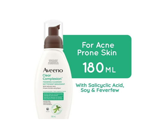 Aveeno Clear Complexion Foaming Cleanser, Acne Prone Skin, Scar, Acne Treatment, Hypoallergenic - One Size