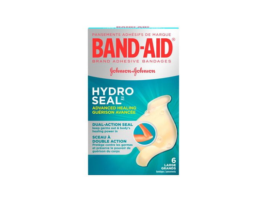 Band-Aid Hydrocolloid Bandages Large, Waterproof Adhesive Blister Cushions, Hydro Seal Bandages for Blisters and Wound Care, 6 Bandages - One Size