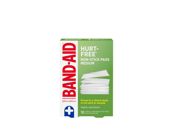 BAND-AID® Brand HURT-FREE® Non-Stick Pads Medium, 5 Centimetres by 7.6 cm - One Size