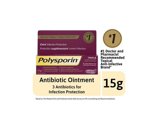 Polysporin Triple Antibiotic Cream, Heal-Fast Formula, 15 g - 15g