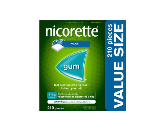 Nicorette Mint Gum, 4 mg, Quit Smoking, Nicotine Gum, Smoking Cessation Aid, NRT, Reduce Cravings, 210 pieces