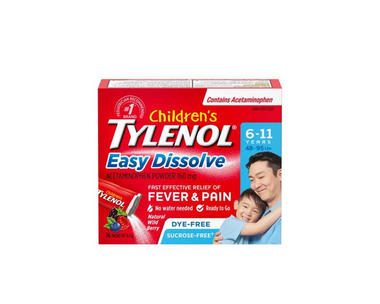Children’s Tylenol Easy Dissolve Natural Wild Berry Acetaminophen Powder - Kids Pain Relief, 160 mg Acetaminophen, 16 Count