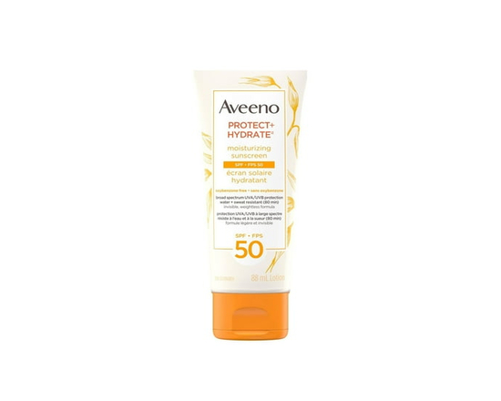 Aveeno Protect + Hydrate Moisturizing Sunscreen Lotion with Broad Spectrum SPF 50 & Moisturizing Prebiotic Oat, Weightless, Paraben-Free, Oil-Free & O