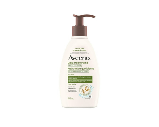 Aveeno Nettoyant pour le Visage Hydratant Quotidien, Nettoyant pour le Visage, Peau Sèche, Avoine Non OGM, Lavage Quotidien, Sans Parabènes, Sans Parf
