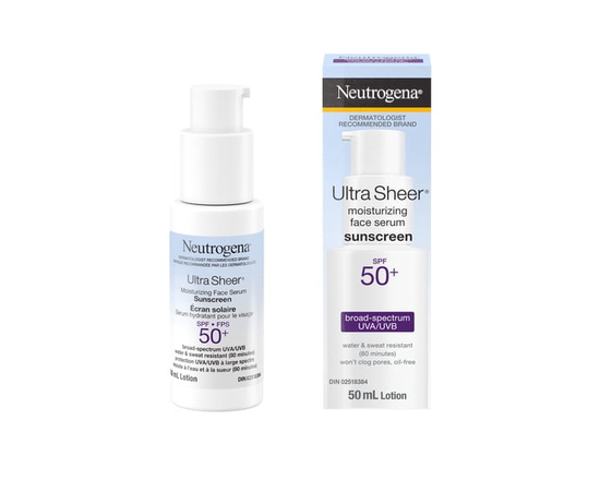 Neutrogena Ultra Sheer Moisturizing Face Serum Sunscreen SPF 50+ - with Vitamin E - UVA/UVB Protection - Fragrance Free - One Size