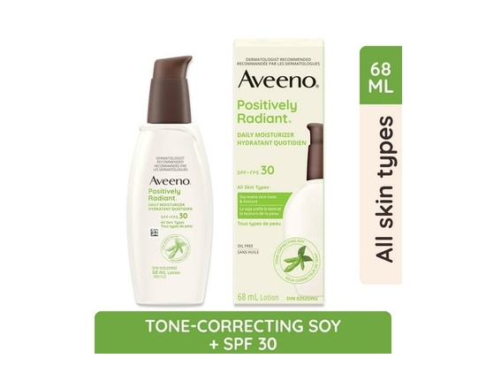 Aveeno Positively Radiant Daily Moisturizer SPF30, Sunscreen, Face Cream, Anti Aging, Hypoallergenic, Sun Protection