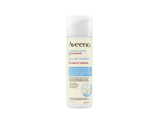 Aveeno Soin de l'eczéma, gel secours et confort, avec avoine colloïdale pour la protection cutanée, apaise et rafraîchit instantanément la peau sèche 