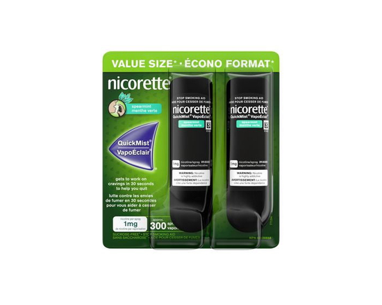 Nicorette QuickMist Spray 1 mg, Spearmint, Quit Smoking Aid and Smoking Cessation Aid, Duo Pack, 150 Sprays Each x 2