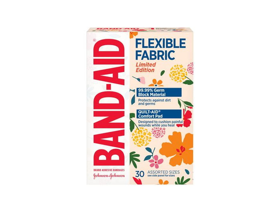 Pansements Band-Aid Tissu flexible à motif de fleurs, premiers soins, pansements de soins des plaies, guérison, pansements adhésifs pour blessures, 30
