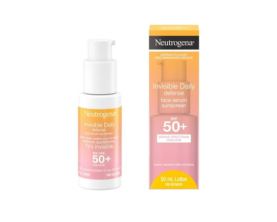 Neutrogena Invisible Daily Defense Face Serum Sunscreen, SPF 50+, Face Sunscreen, UVA & UVB, Antioxidants, Fragrance Free - &