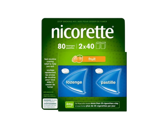 Nicorette Fruit 4mg Lozenges, Quit Smoking Aid, NRT, Nicotine Replacement Products, Craving Relief, Fruit Flavoured, 80 Pack - 80 Count
