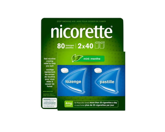 Nicorette Mint 4 mg Lozenges, Quit Smoking Aid, NRT, Nicotine Replacement Products, Craving Relief, Mint Flavoured, 80 Pack