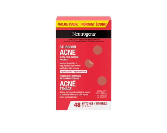 Timbres anti-imperfections Neutrogena Acné tenace, Traitement hydrocolloïde ponctuel, Timbre antiacné, Hypoallergénique, Emballage duo