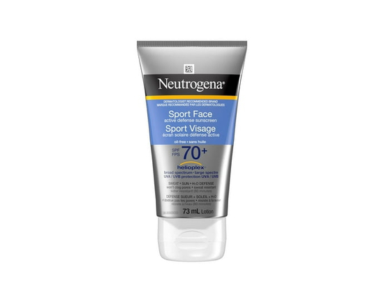 Neutrogena Sport Face Active Defense SPF 70, Oil-Free Facial Sunscreen Lotion with Broad Spectrum UVA/UVB Sun Protection, Sweat-Resistant & Water-Resi