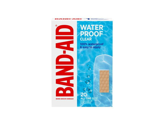 Band-Aid Brand Waterproof Clear Adhesive Bandages, Regular, 20 pansements - &
